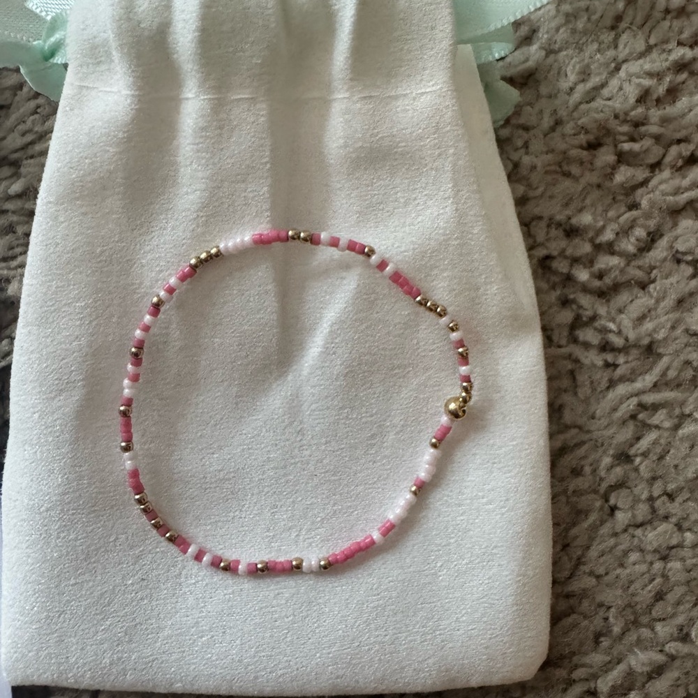 Pink and Gold Beaded Bracelet